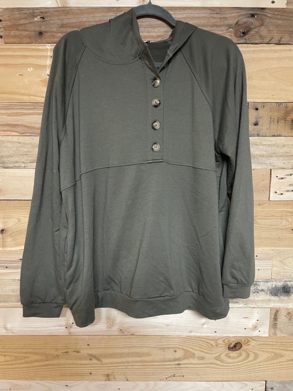 Doe & Rae size Large Olive Green Soft Utility Pullover Hoodie